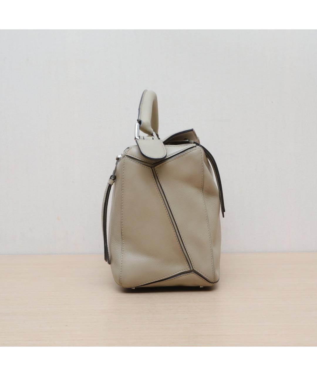 LOEWE Хаки кожаная сумка с короткими ручками, фото 5