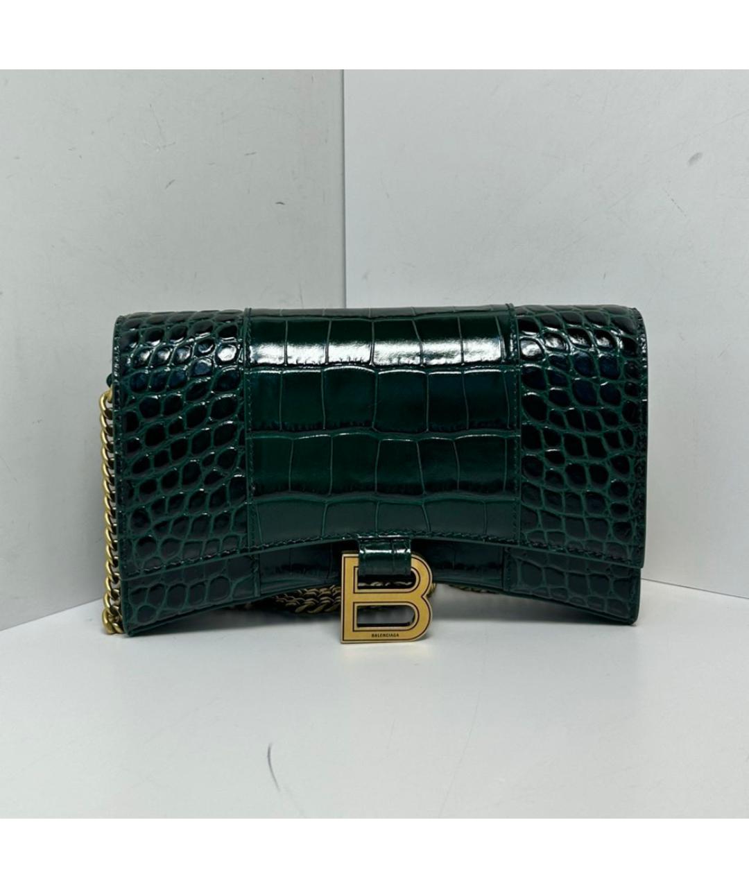 BALENCIAGA Зеленая кожаная сумка через плечо, фото 9