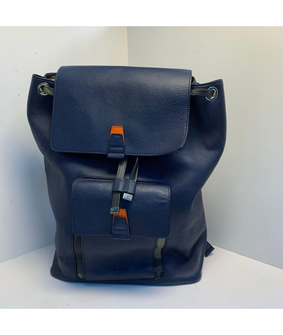 CHRISTIAN DIOR Темно-синий кожаный рюкзак, фото 9