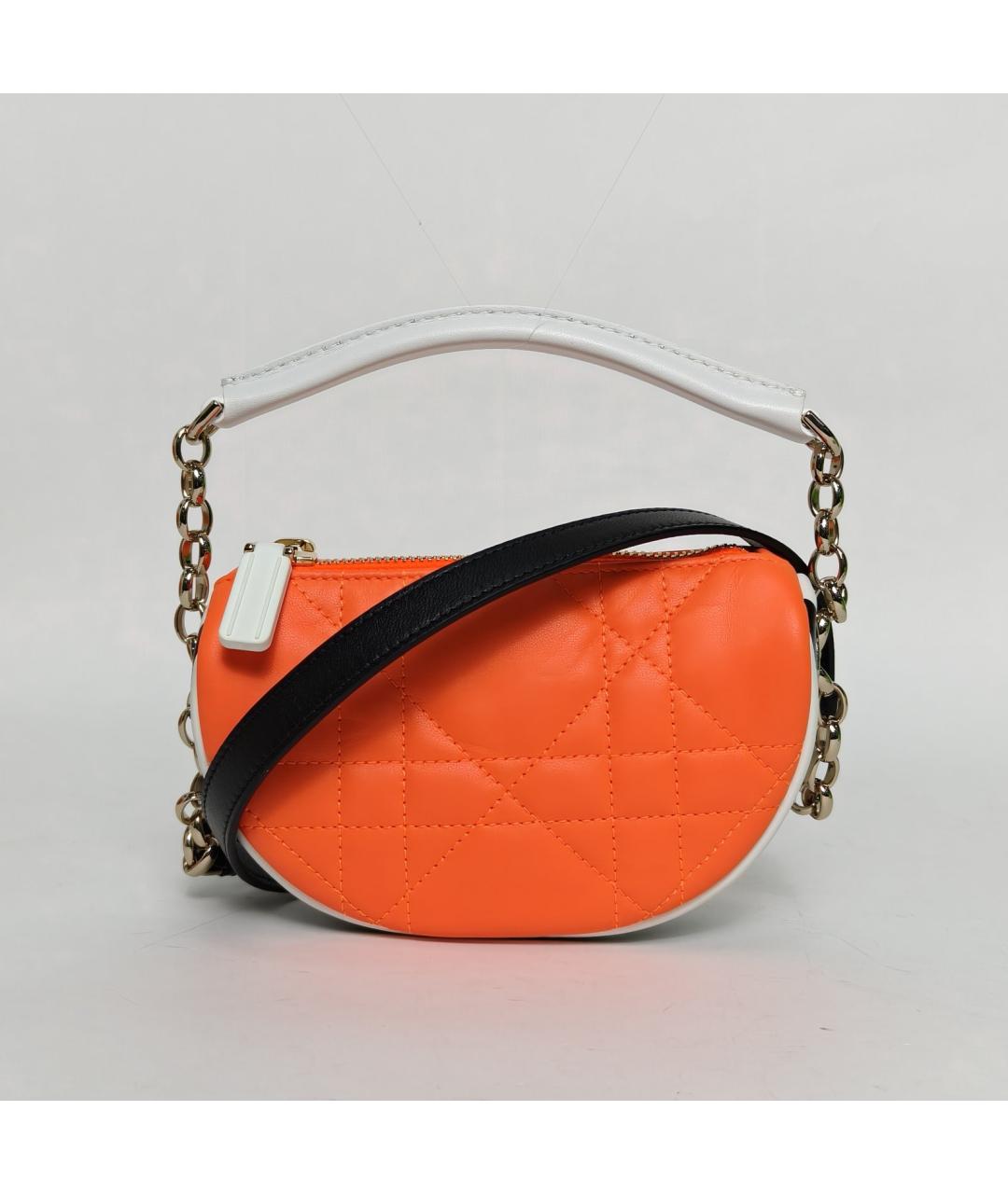 CHRISTIAN DIOR Оранжевая кожаная сумка через плечо, фото 2