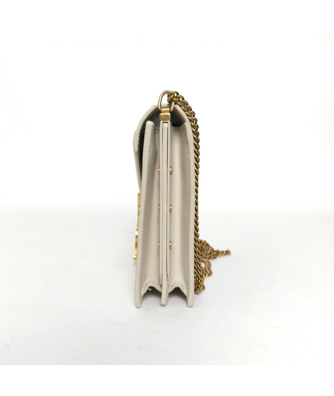 SAINT LAURENT Бежевая кожаная сумка через плечо, фото 5