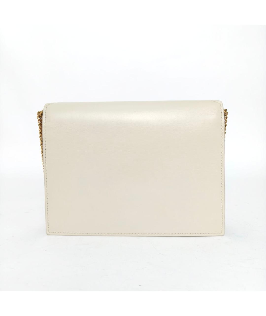 SAINT LAURENT Бежевая кожаная сумка через плечо, фото 4