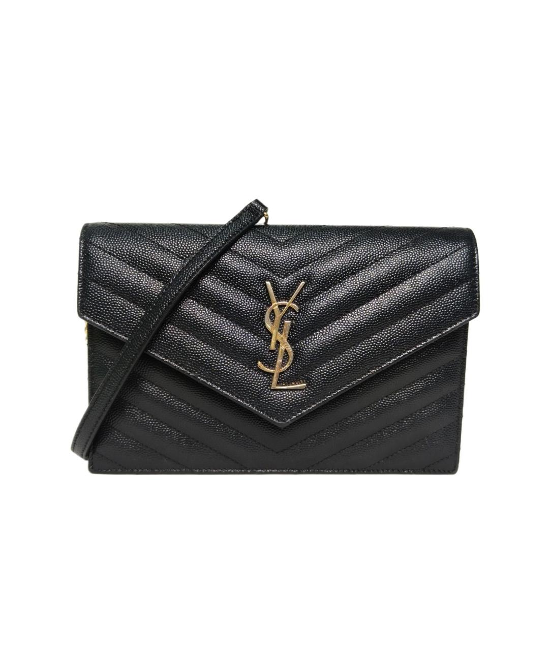 SAINT LAURENT Черная кожаная сумка через плечо, фото 10