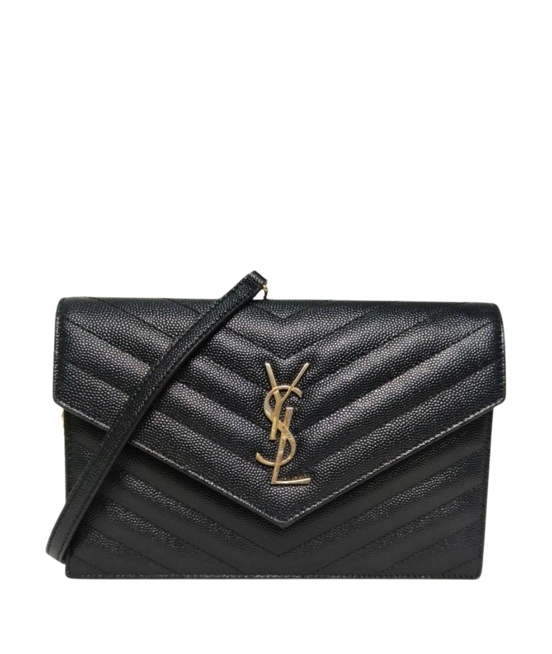 SAINT LAURENT Черная кожаная сумка через плечо, фото 1