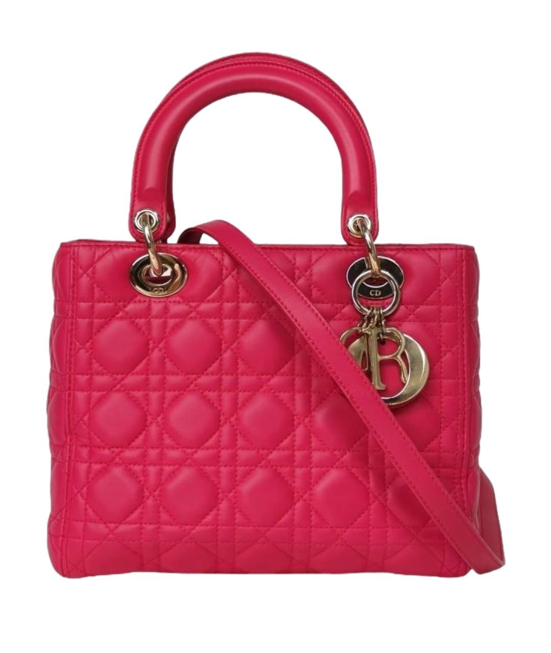 CHRISTIAN DIOR Фуксия кожаная сумка через плечо, фото 1