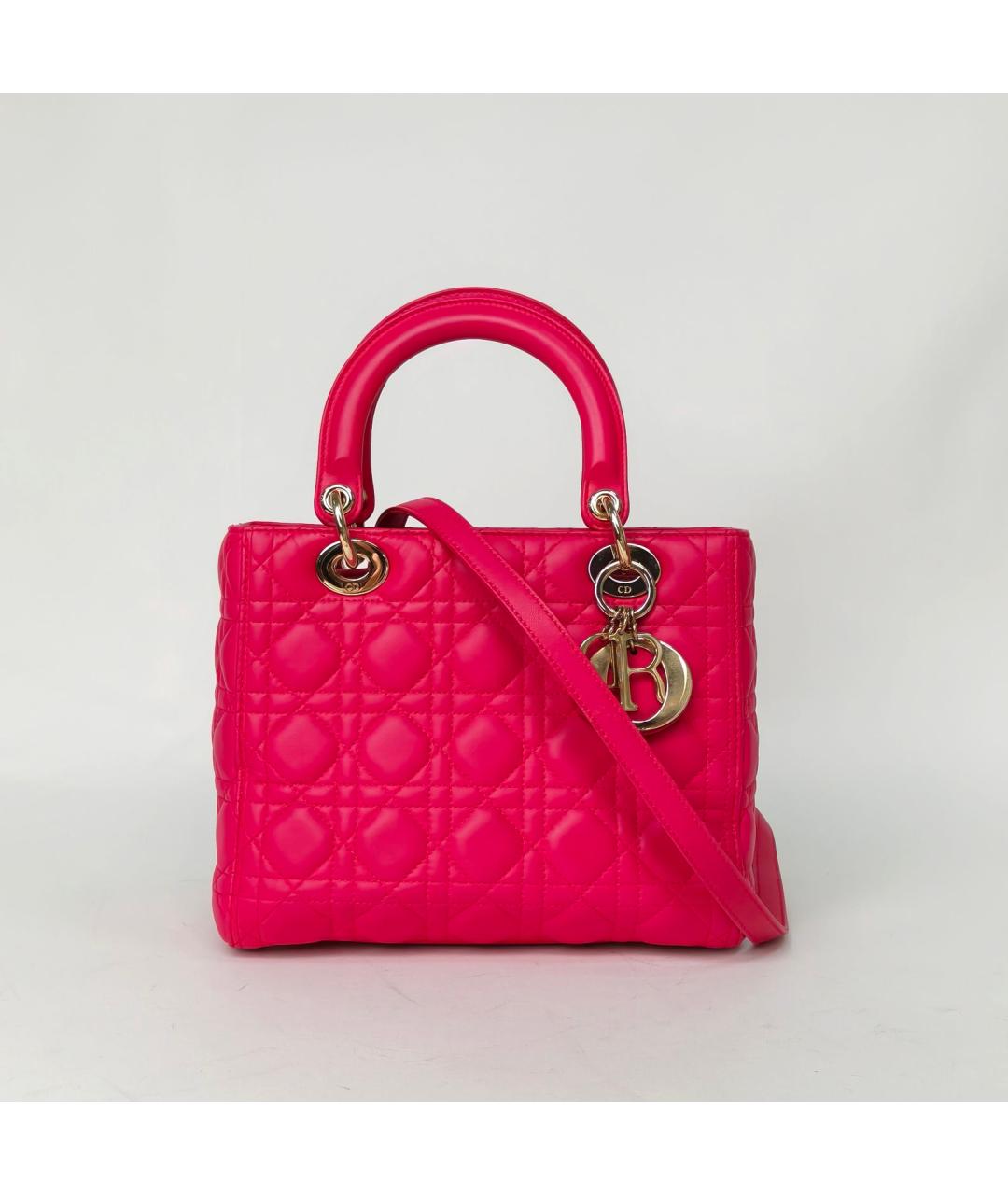 CHRISTIAN DIOR Фуксия кожаная сумка через плечо, фото 2