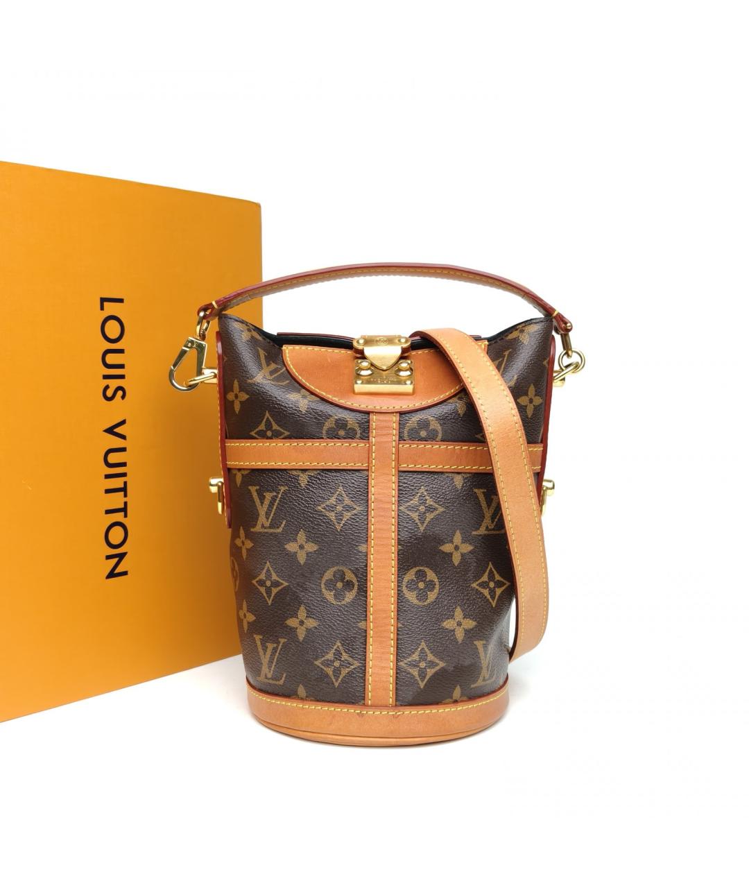 LOUIS VUITTON Коричневая кожаная сумка с короткими ручками, фото 9