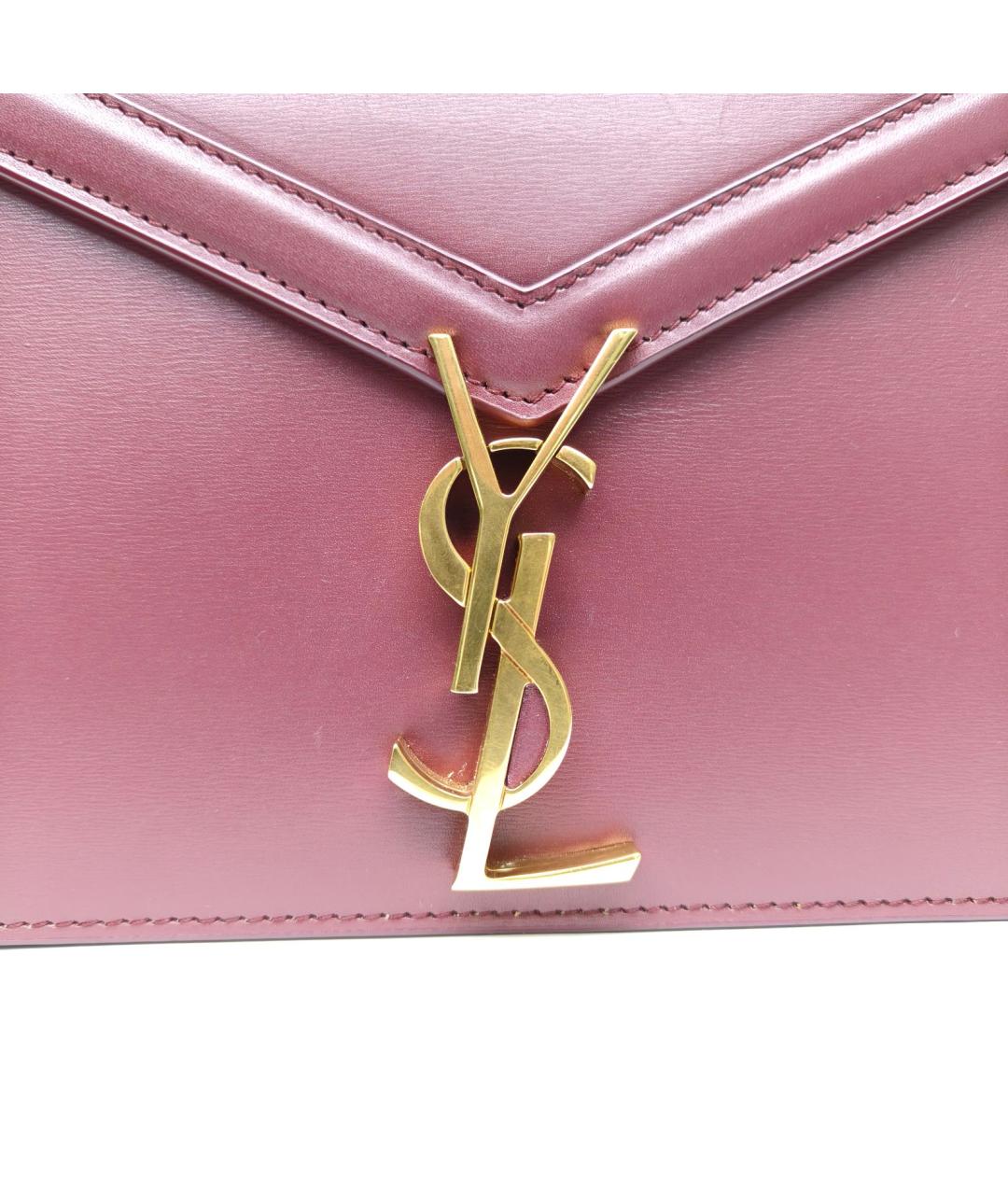 SAINT LAURENT Бордовая кожаная сумка через плечо, фото 7
