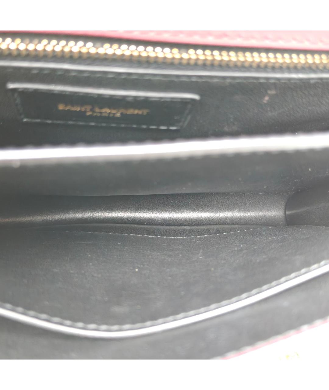 SAINT LAURENT Бордовая кожаная сумка через плечо, фото 8