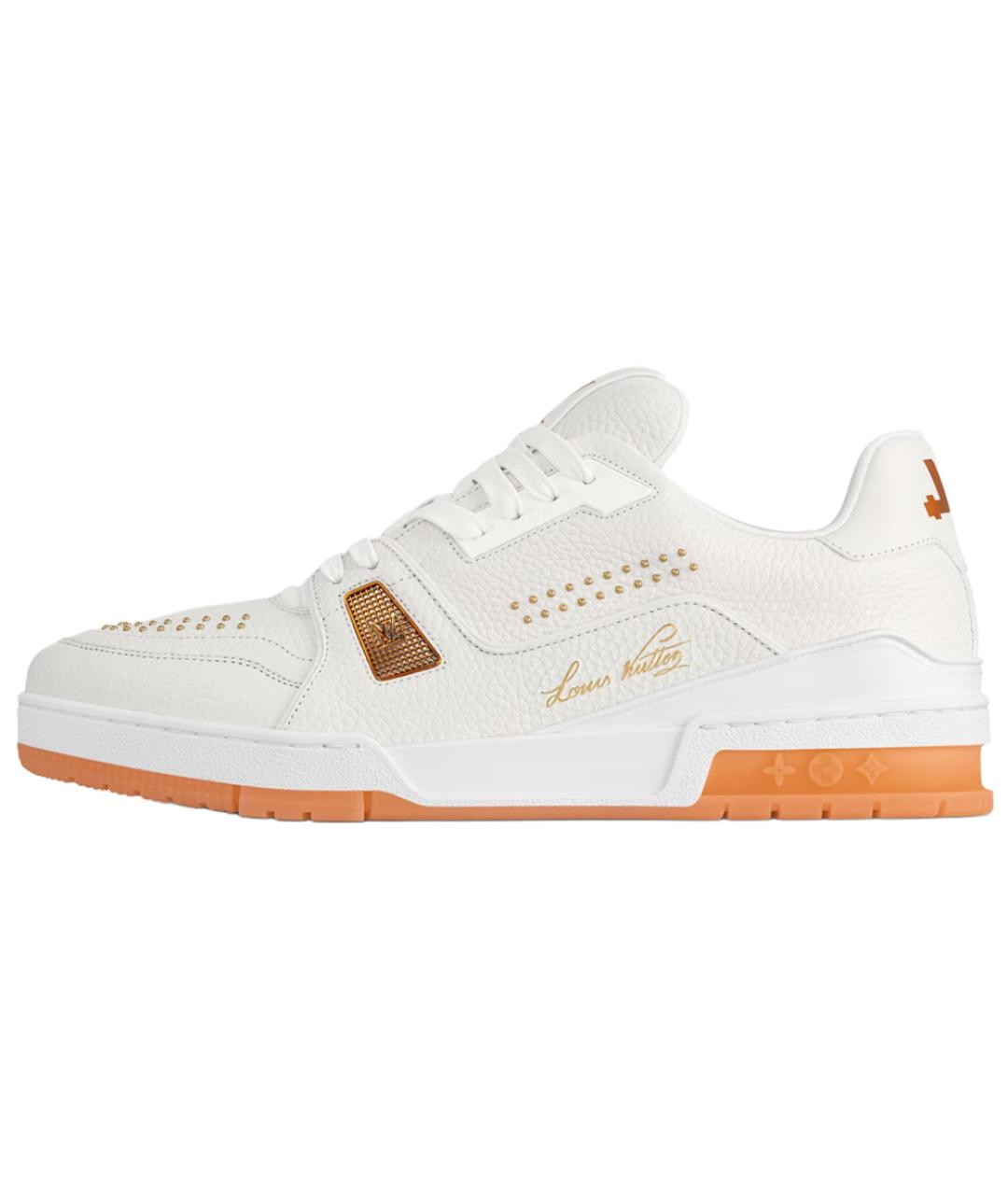 LOUIS VUITTON Белые кожаные низкие кроссовки / кеды, фото 6