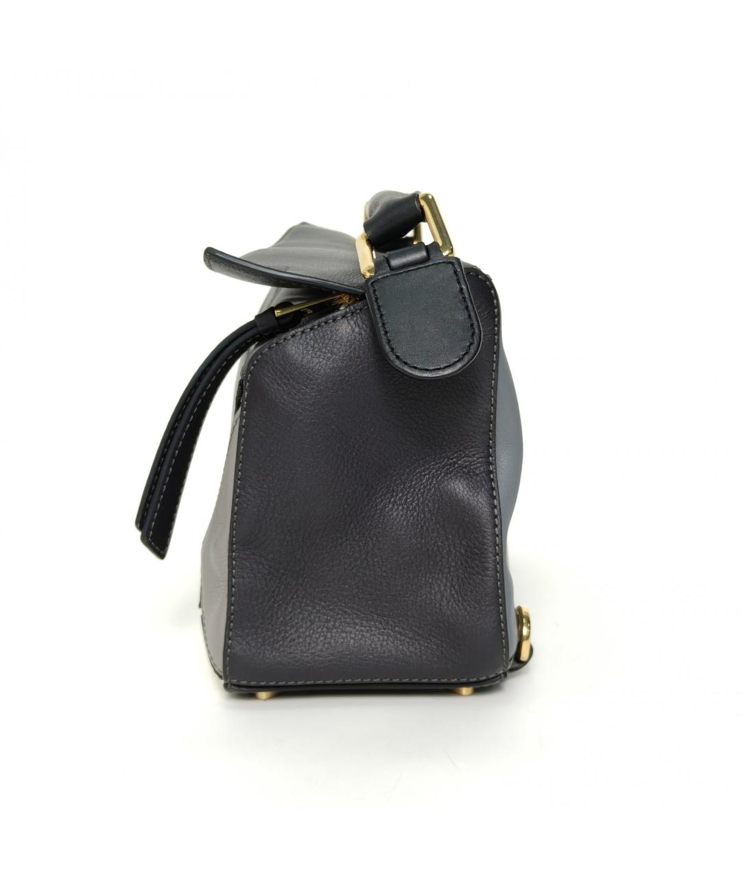 LOEWE Серая кожаная сумка с короткими ручками, фото 5