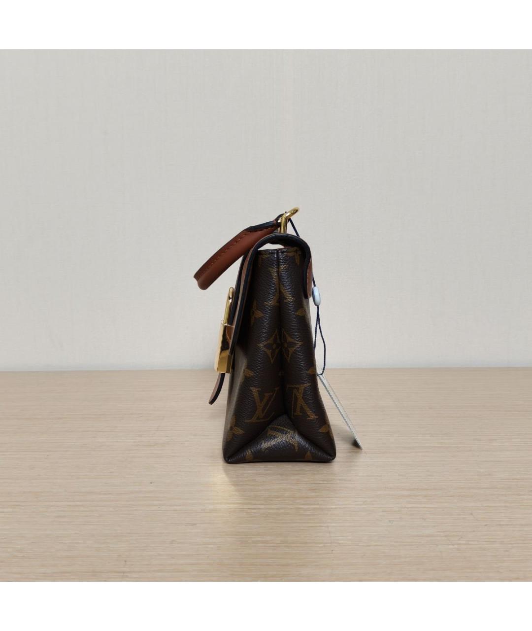 LOUIS VUITTON Коричневая кожаная сумка с короткими ручками, фото 3
