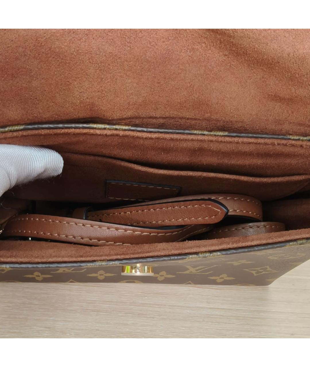 LOUIS VUITTON Коричневая кожаная сумка с короткими ручками, фото 9