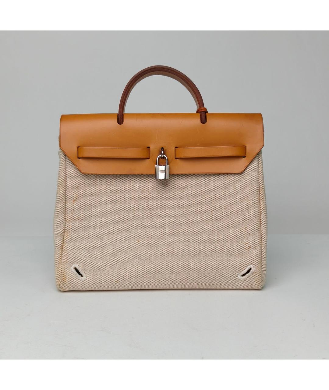 HERMES Бежевая сумка с короткими ручками, фото 4