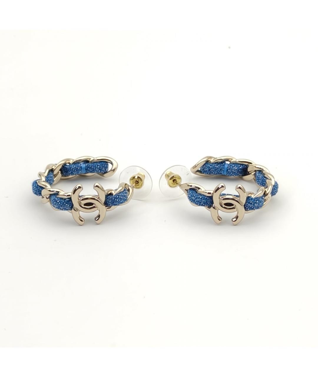 CHANEL Синие металлические серьги, фото 3