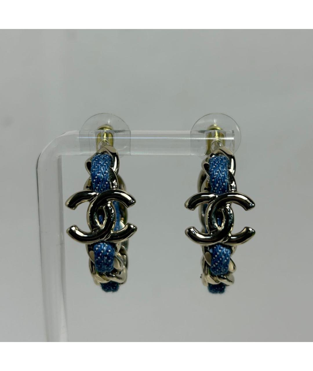 CHANEL Синие металлические серьги, фото 8