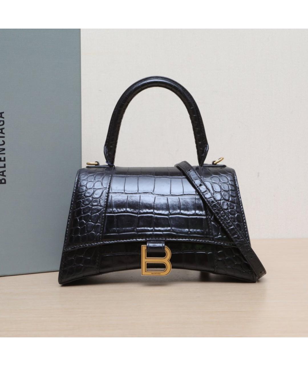 BALENCIAGA Черная кожаная сумка через плечо, фото 2