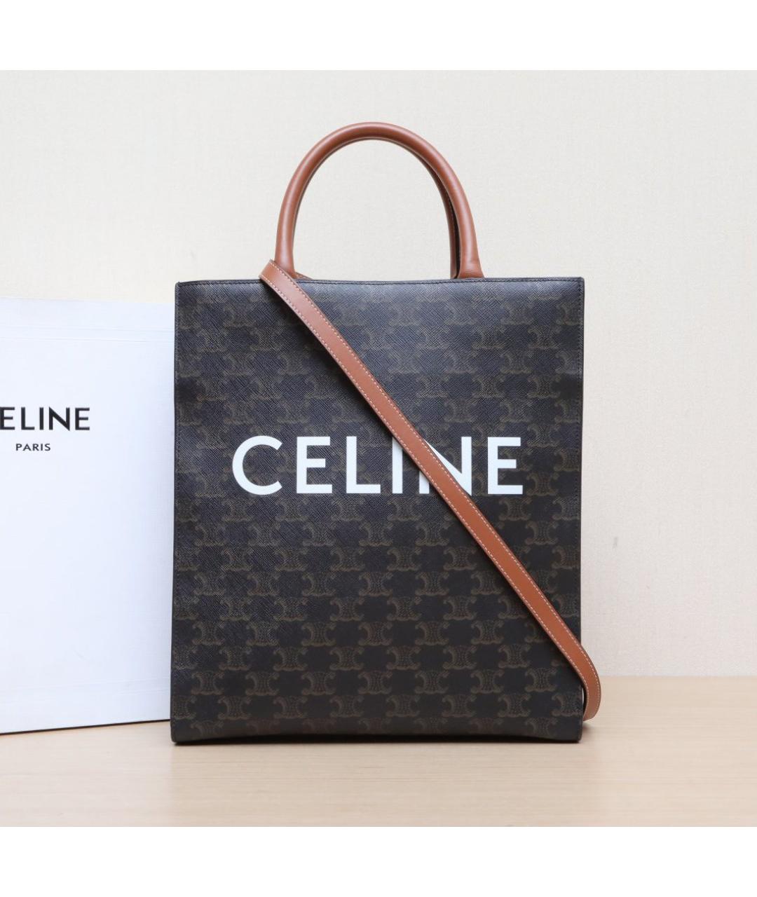 CELINE Коричневая сумка с короткими ручками, фото 2