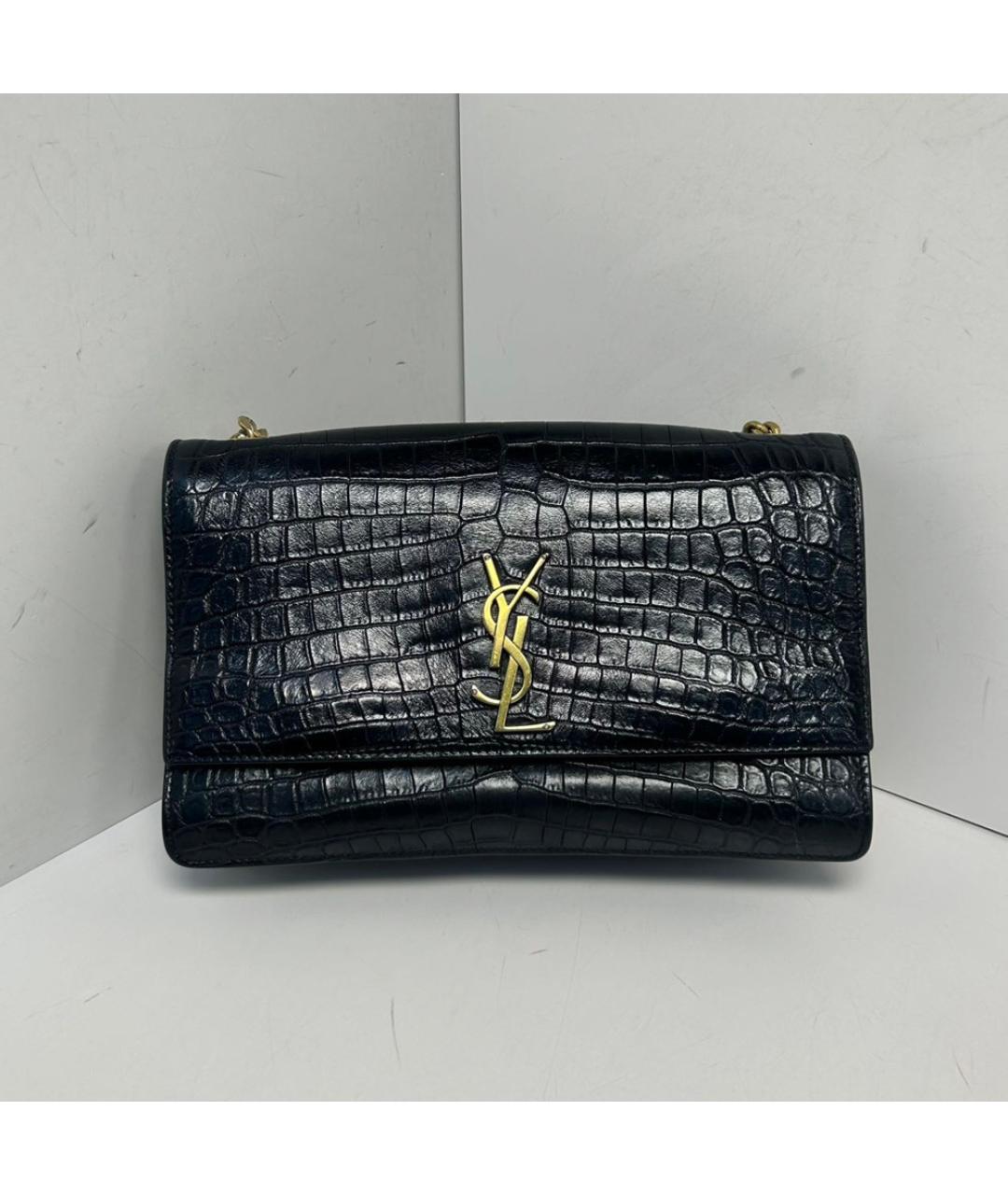 SAINT LAURENT Черная кожаная сумка через плечо, фото 9