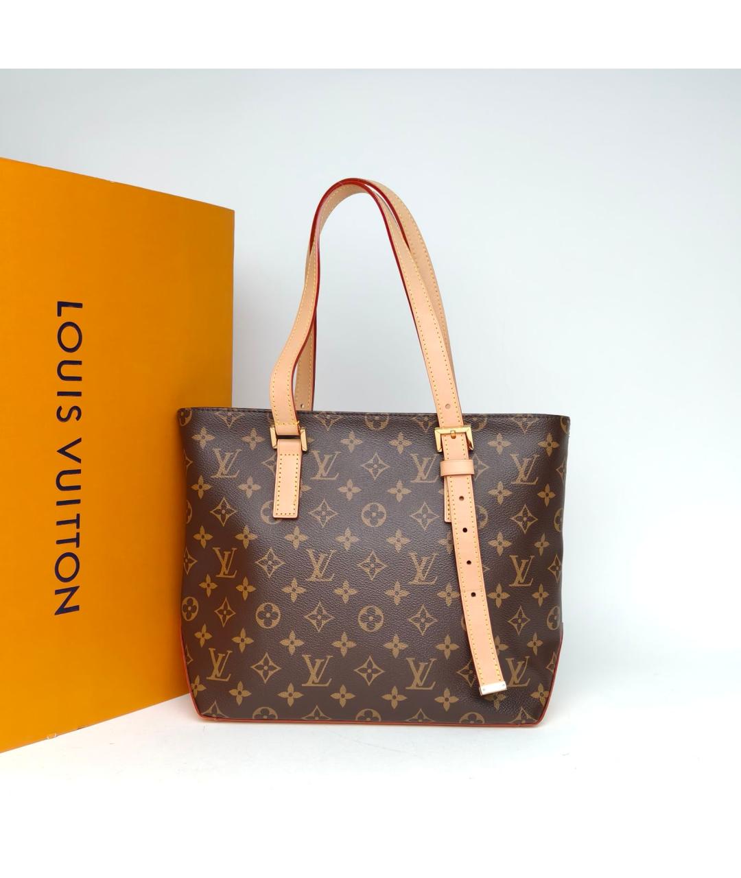 LOUIS VUITTON Коричневая кожаная сумка тоут, фото 8