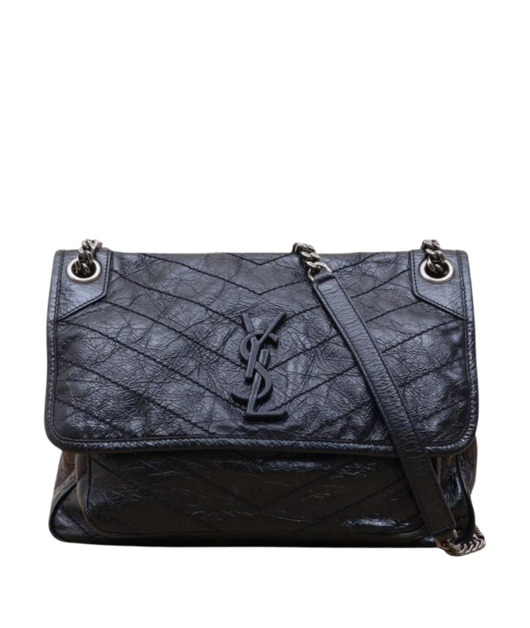 SAINT LAURENT Черная кожаная сумка через плечо, фото 1