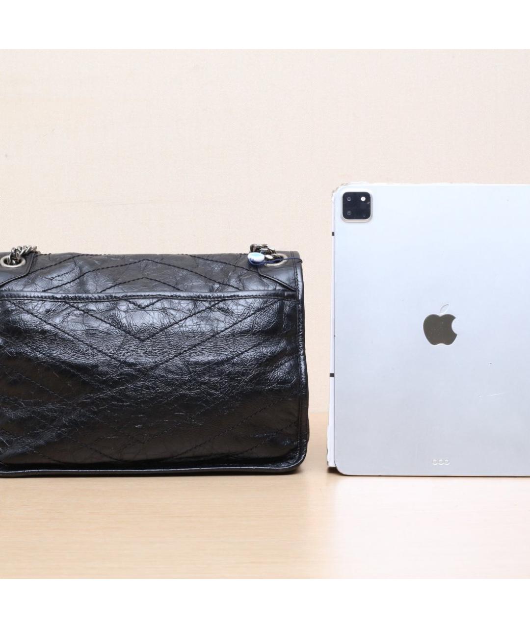 SAINT LAURENT Черная кожаная сумка через плечо, фото 7