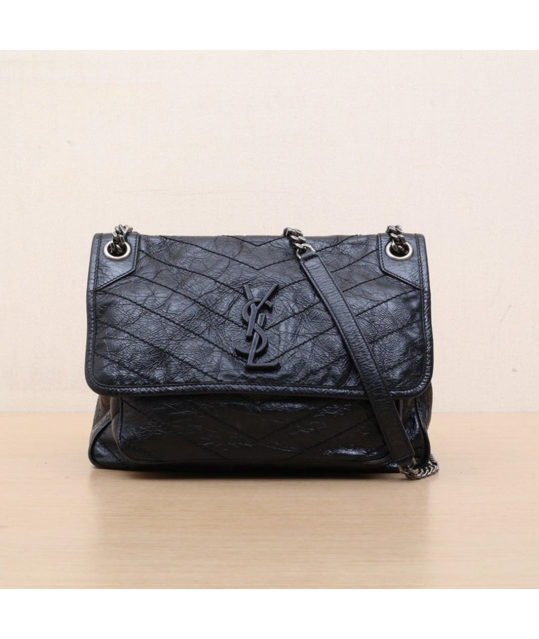 SAINT LAURENT Черная кожаная сумка через плечо, фото 3