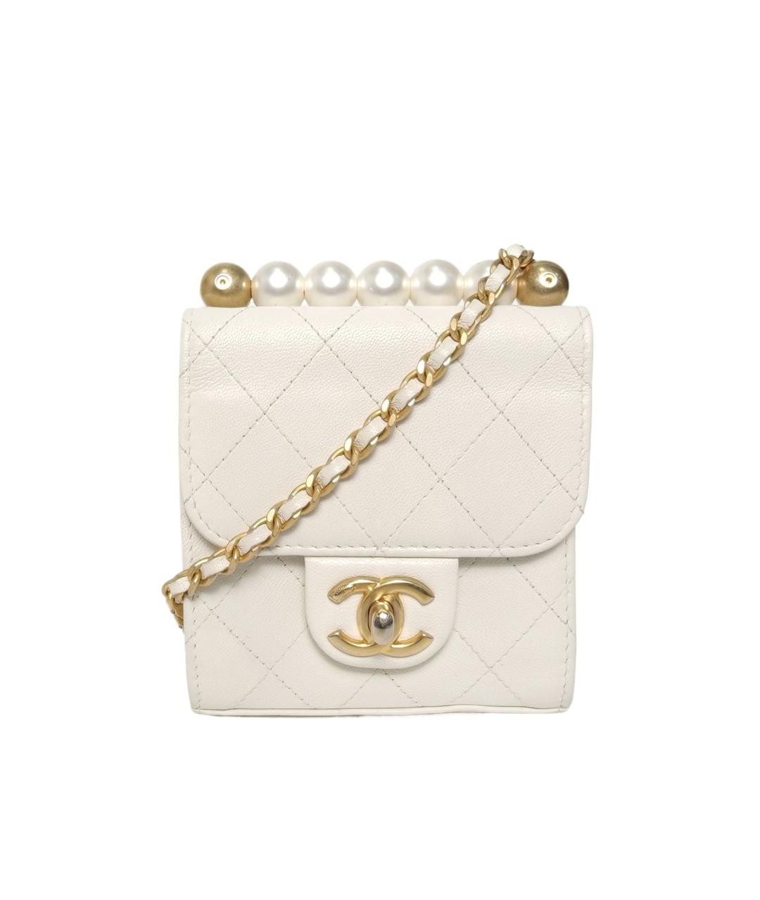 CHANEL Белая кожаная сумка через плечо, фото 10