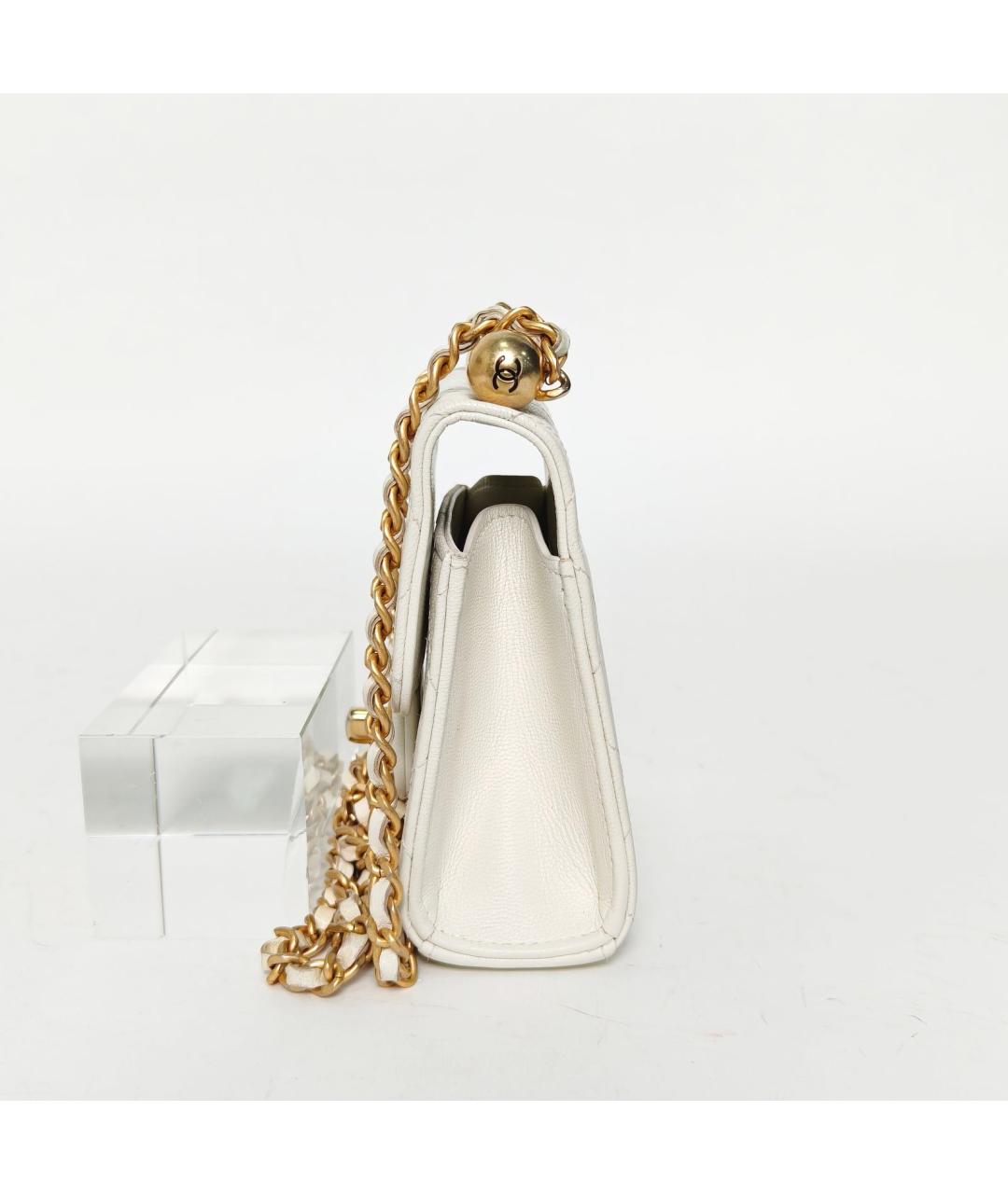 CHANEL Белая кожаная сумка через плечо, фото 5