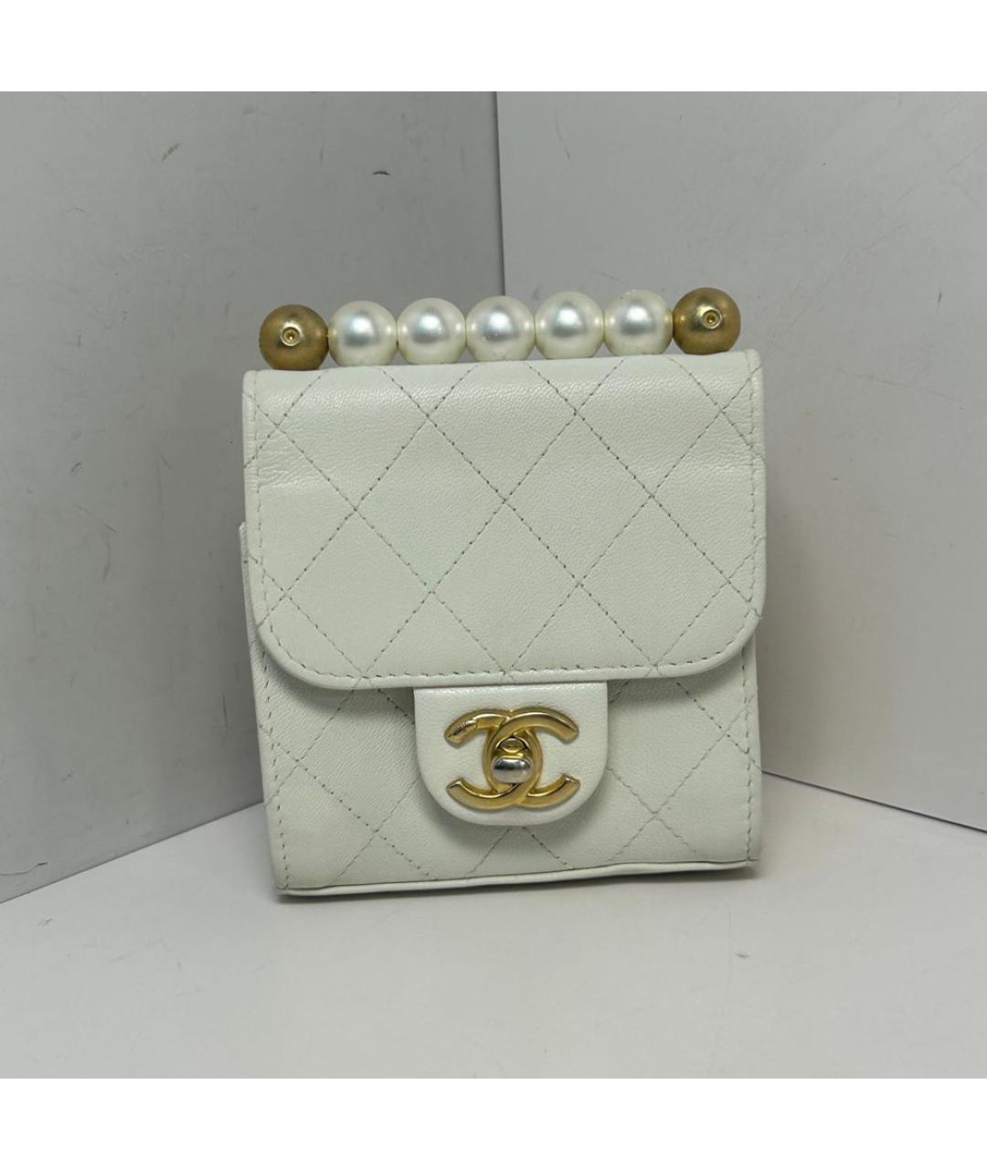 CHANEL Белая кожаная сумка через плечо, фото 9