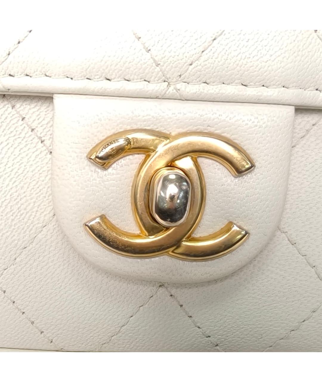 CHANEL Белая кожаная сумка через плечо, фото 7