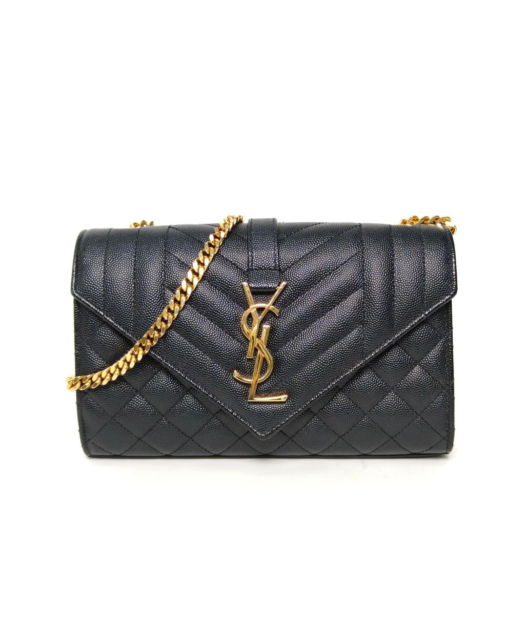 SAINT LAURENT Черная кожаная сумка через плечо, фото 2
