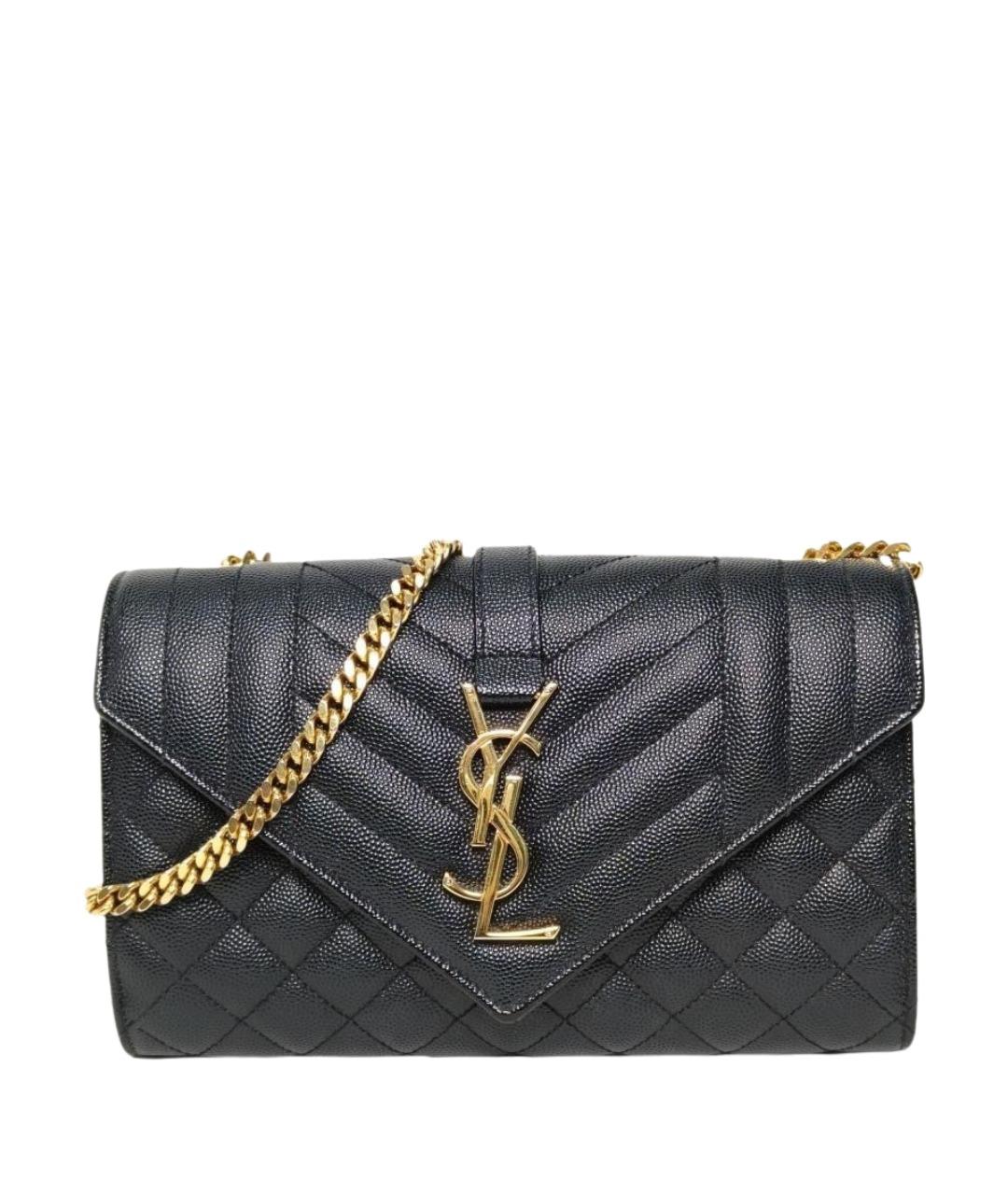 SAINT LAURENT Черная кожаная сумка через плечо, фото 1