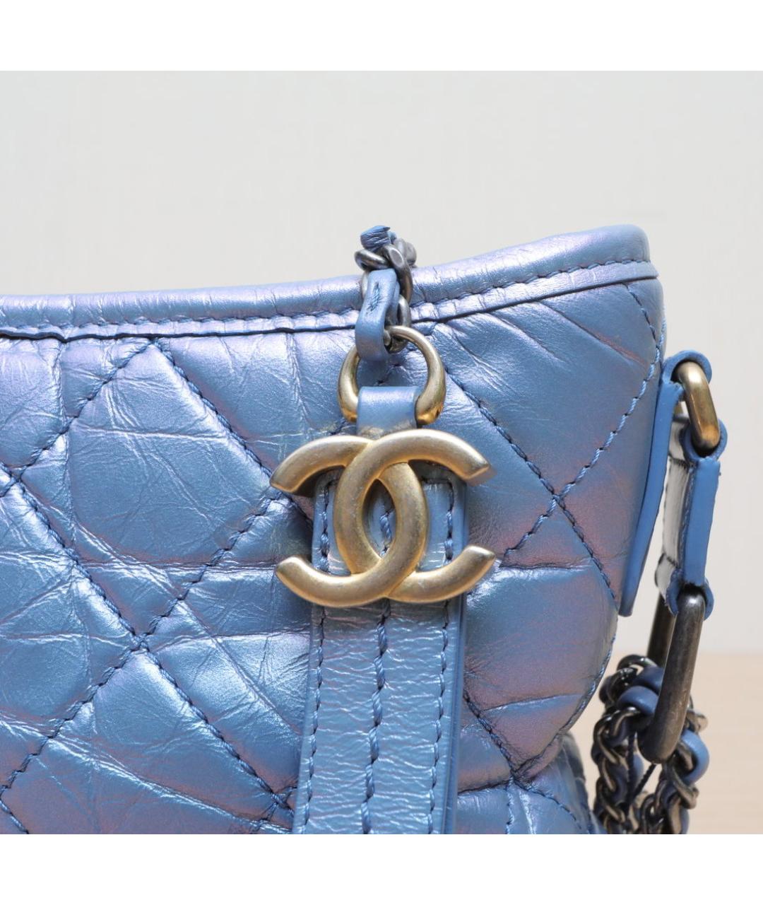CHANEL Голубая кожаная сумка через плечо, фото 8