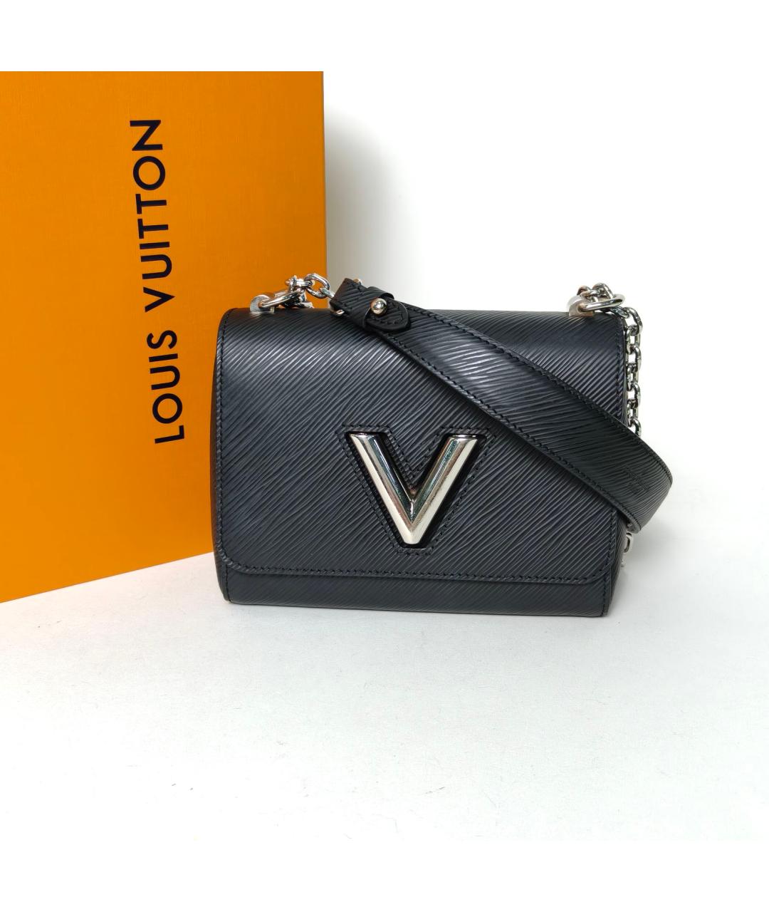 LOUIS VUITTON Черная кожаная сумка через плечо, фото 9