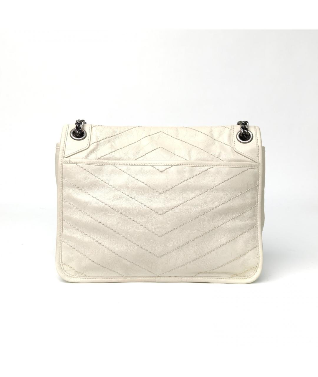 SAINT LAURENT Белая кожаная сумка через плечо, фото 4