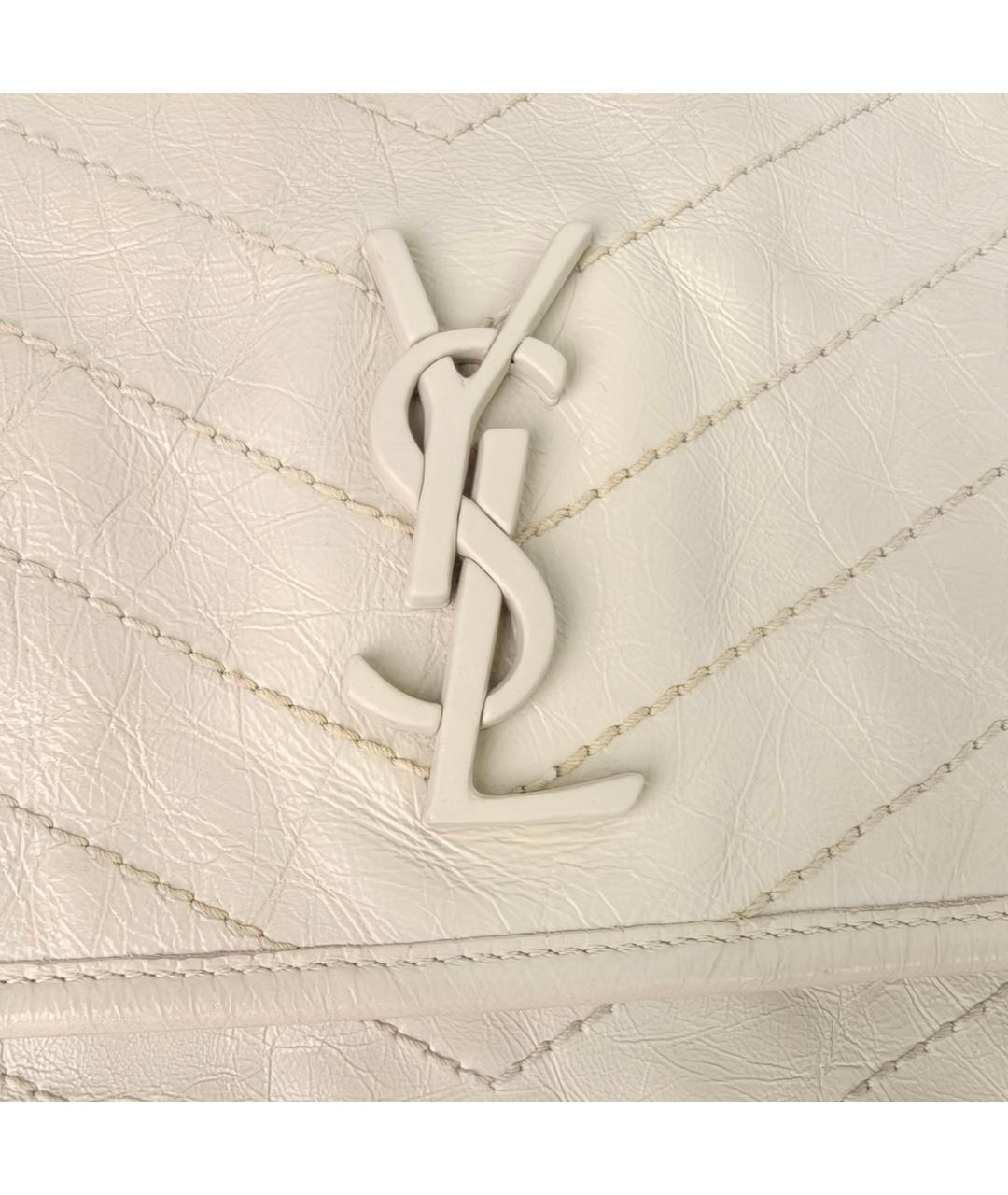 SAINT LAURENT Белая кожаная сумка через плечо, фото 8