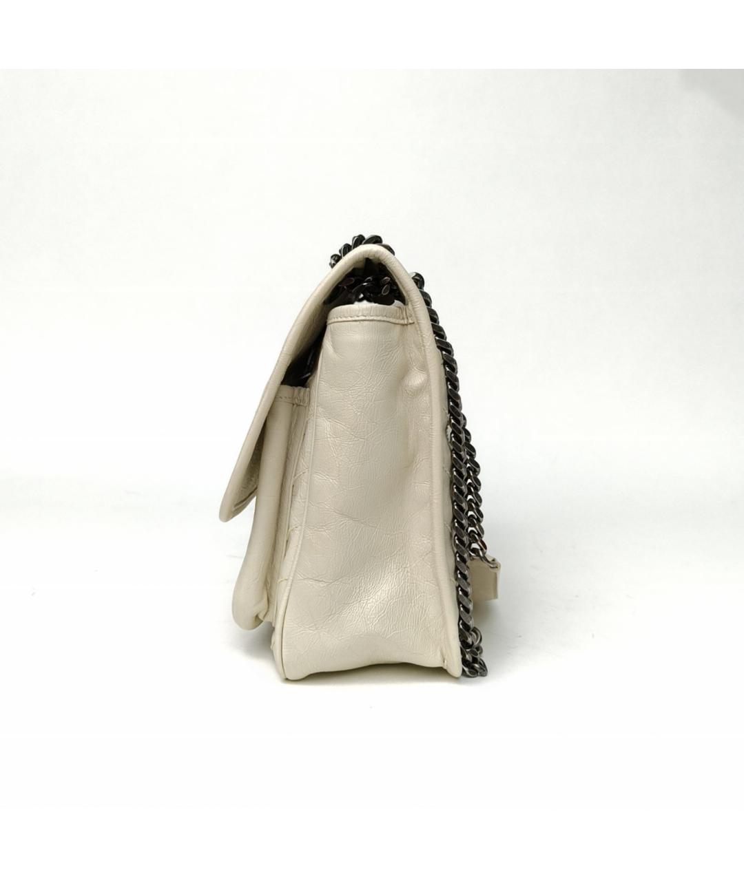 SAINT LAURENT Белая кожаная сумка через плечо, фото 3