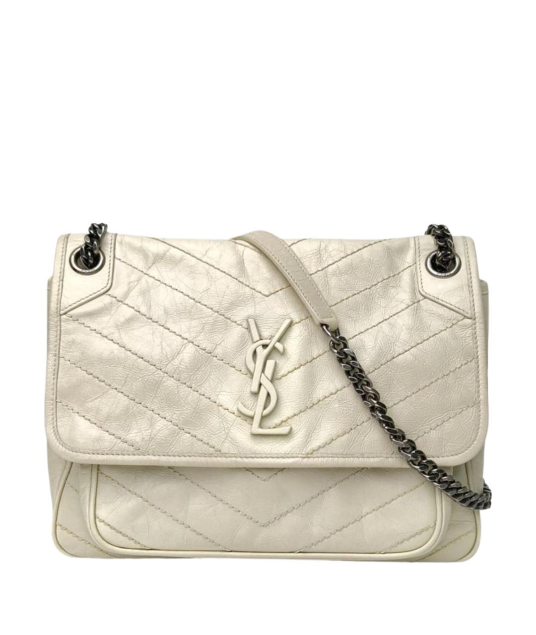 SAINT LAURENT Белая кожаная сумка через плечо, фото 1