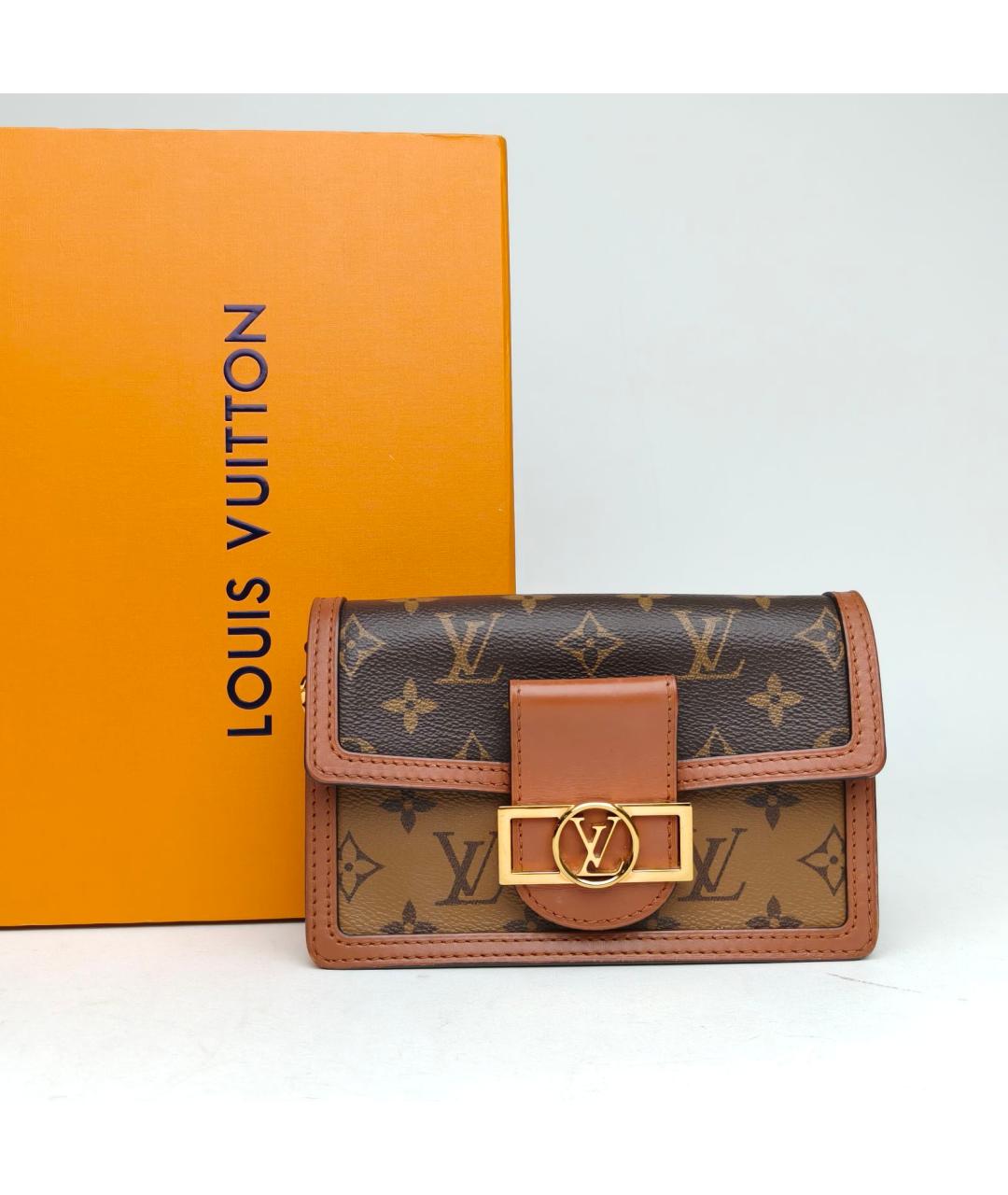 LOUIS VUITTON Коричневая кожаная сумка через плечо, фото 9