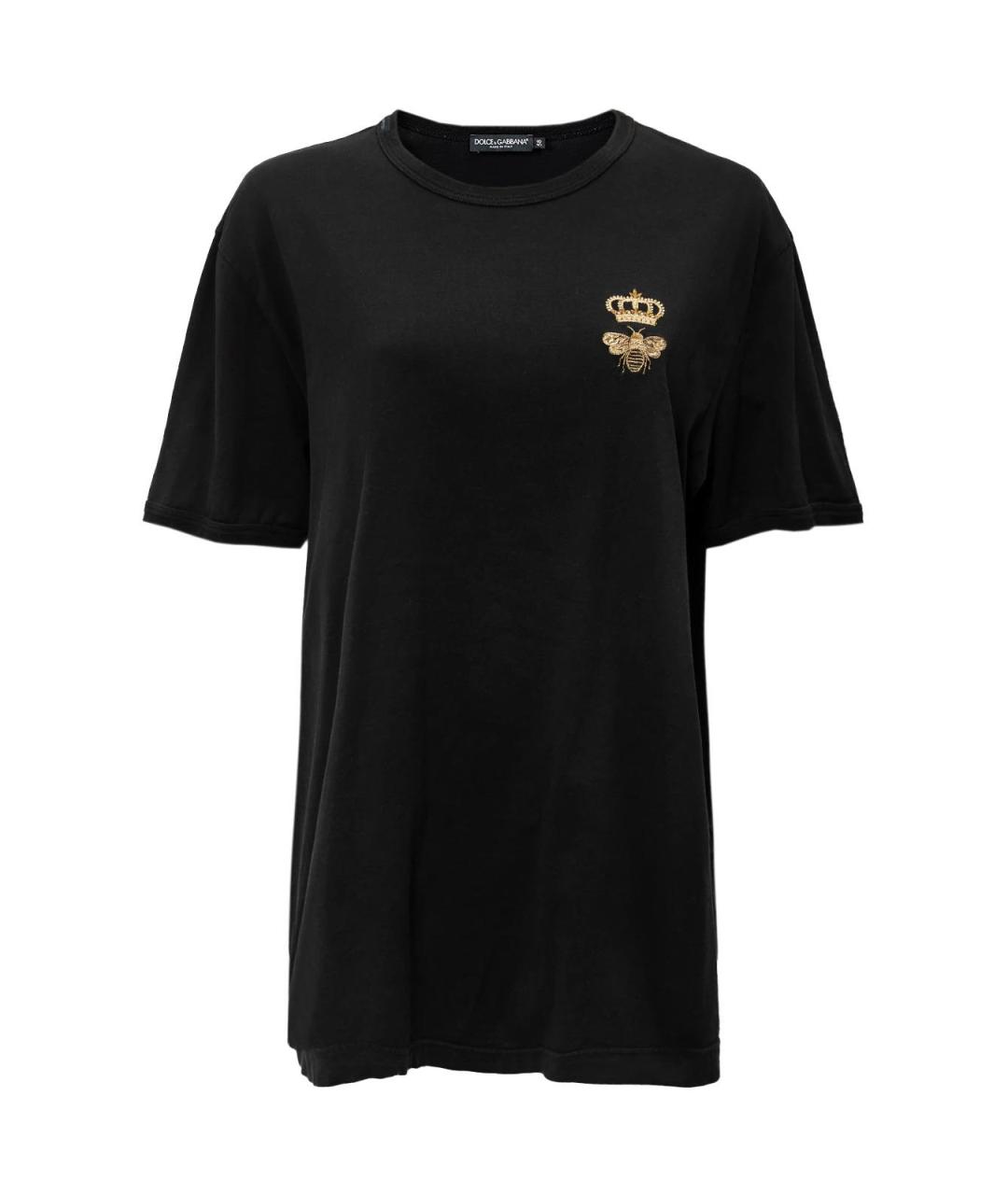 DOLCE&GABBANA Черная хлопковая футболка, фото 4