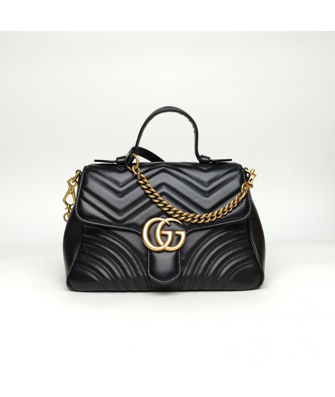 GUCCI Черная кожаная сумка с короткими ручками, фото 2