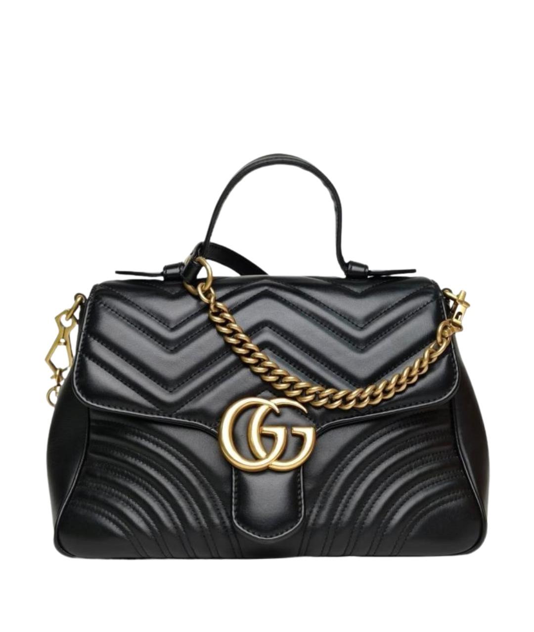 GUCCI Черная кожаная сумка с короткими ручками, фото 1