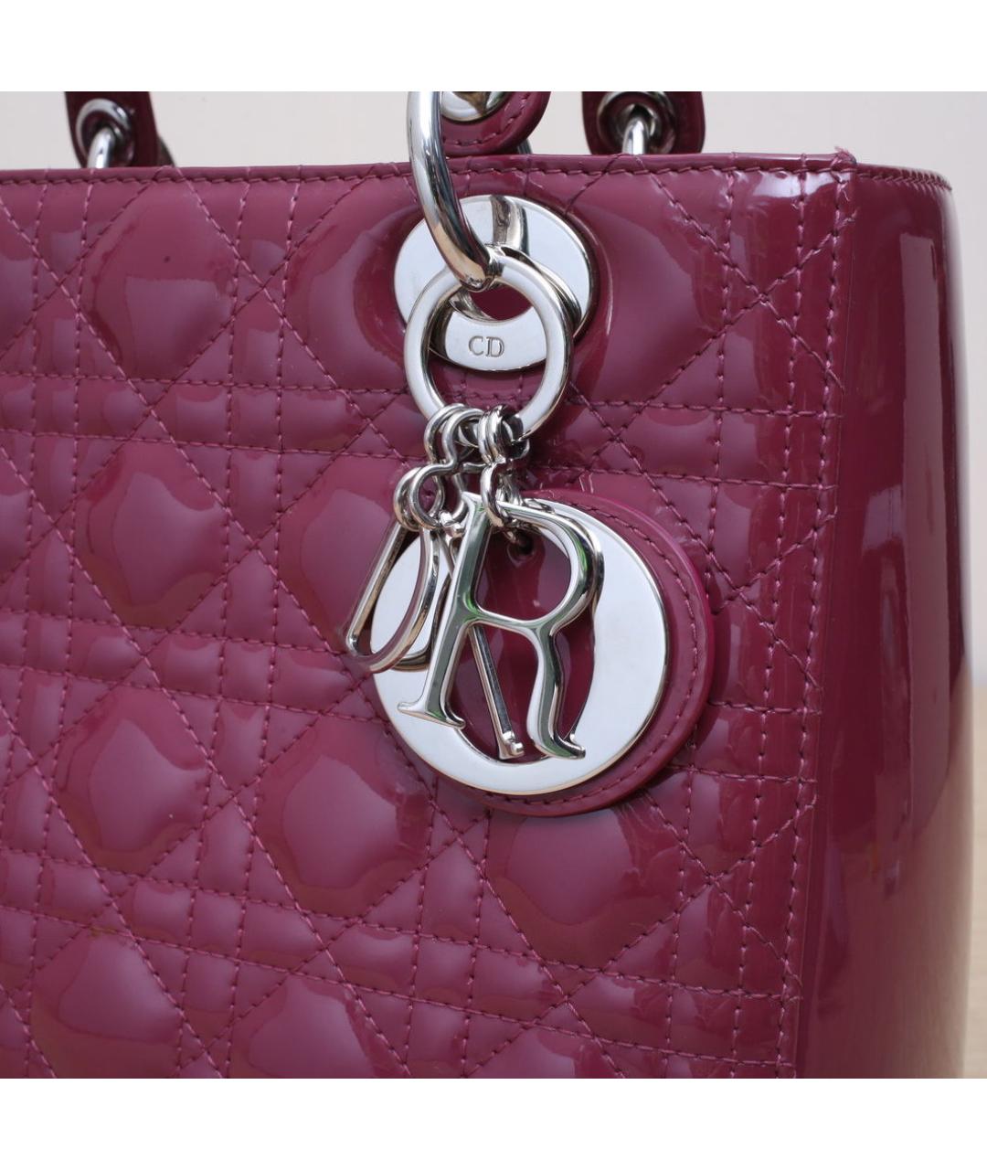 CHRISTIAN DIOR Фиолетовая сумка с короткими ручками из лакированной кожи, фото 8