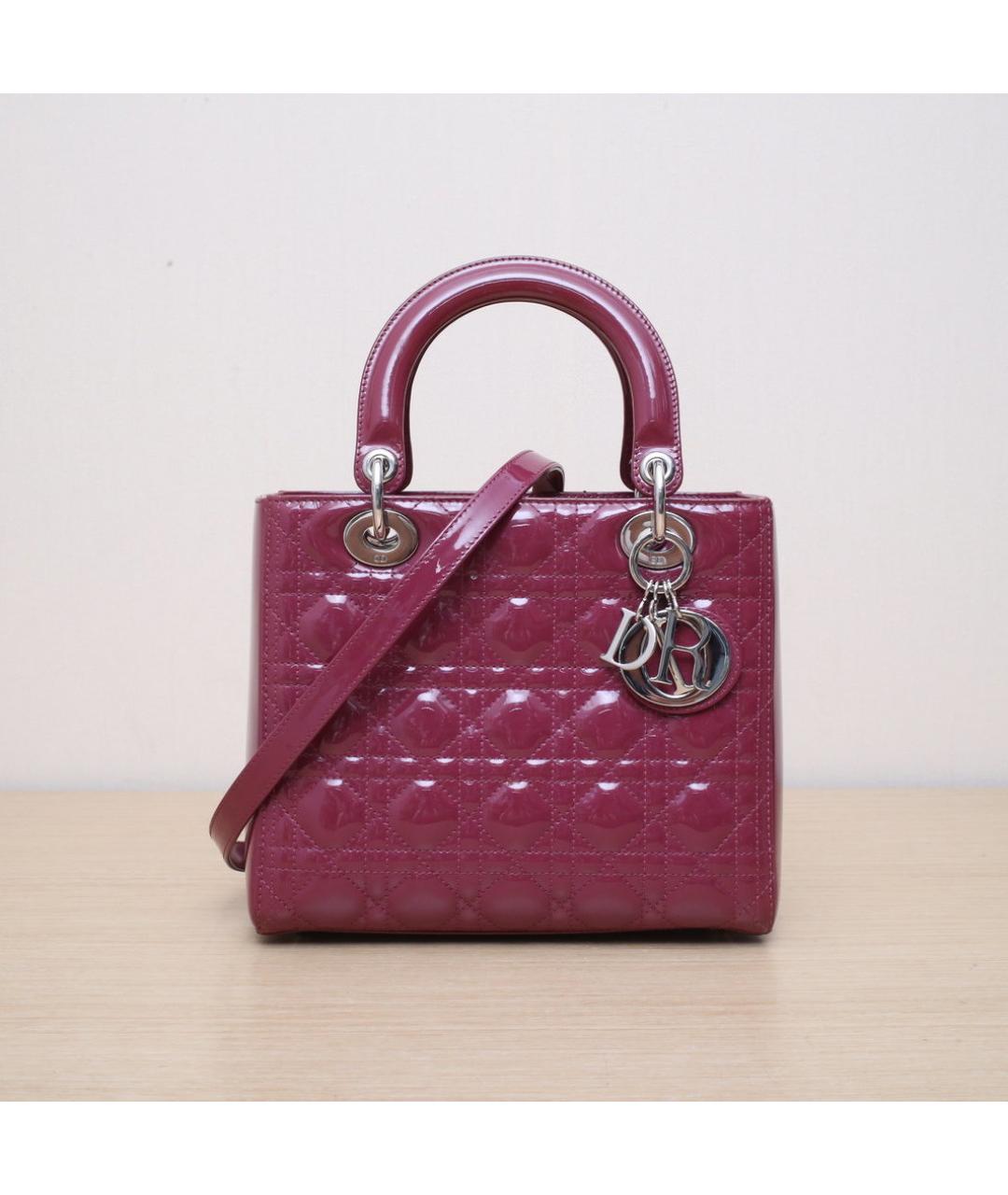 CHRISTIAN DIOR Фиолетовая сумка с короткими ручками из лакированной кожи, фото 3