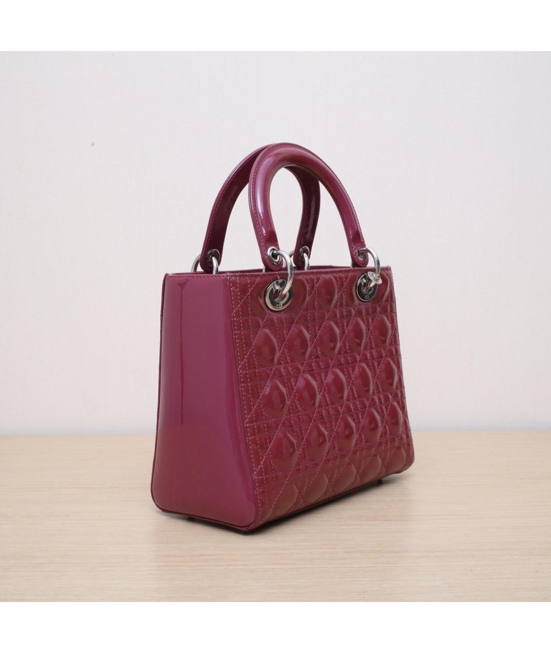 CHRISTIAN DIOR Фиолетовая сумка с короткими ручками из лакированной кожи, фото 6