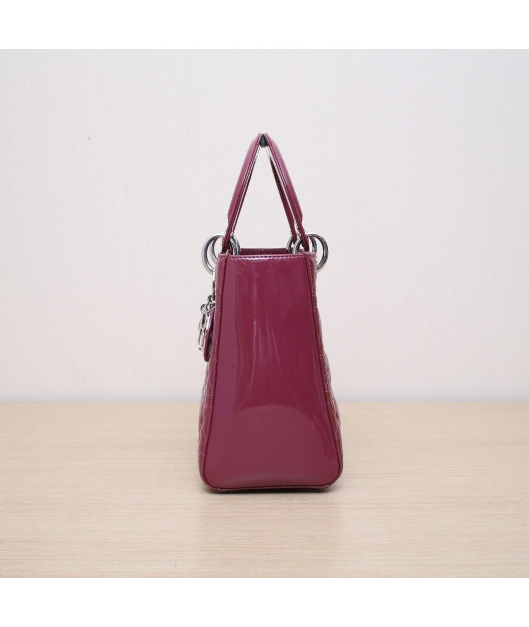 CHRISTIAN DIOR Фиолетовая сумка с короткими ручками из лакированной кожи, фото 5
