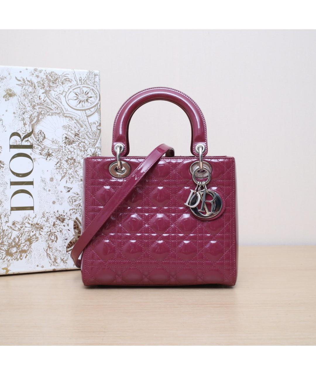 CHRISTIAN DIOR Фиолетовая сумка с короткими ручками из лакированной кожи, фото 2