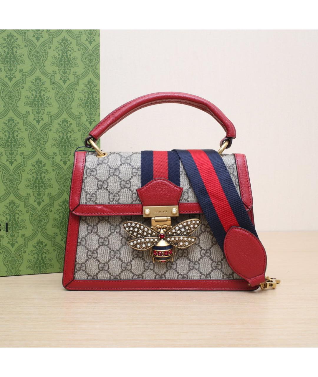 GUCCI Красная кожаная сумка с короткими ручками, фото 2