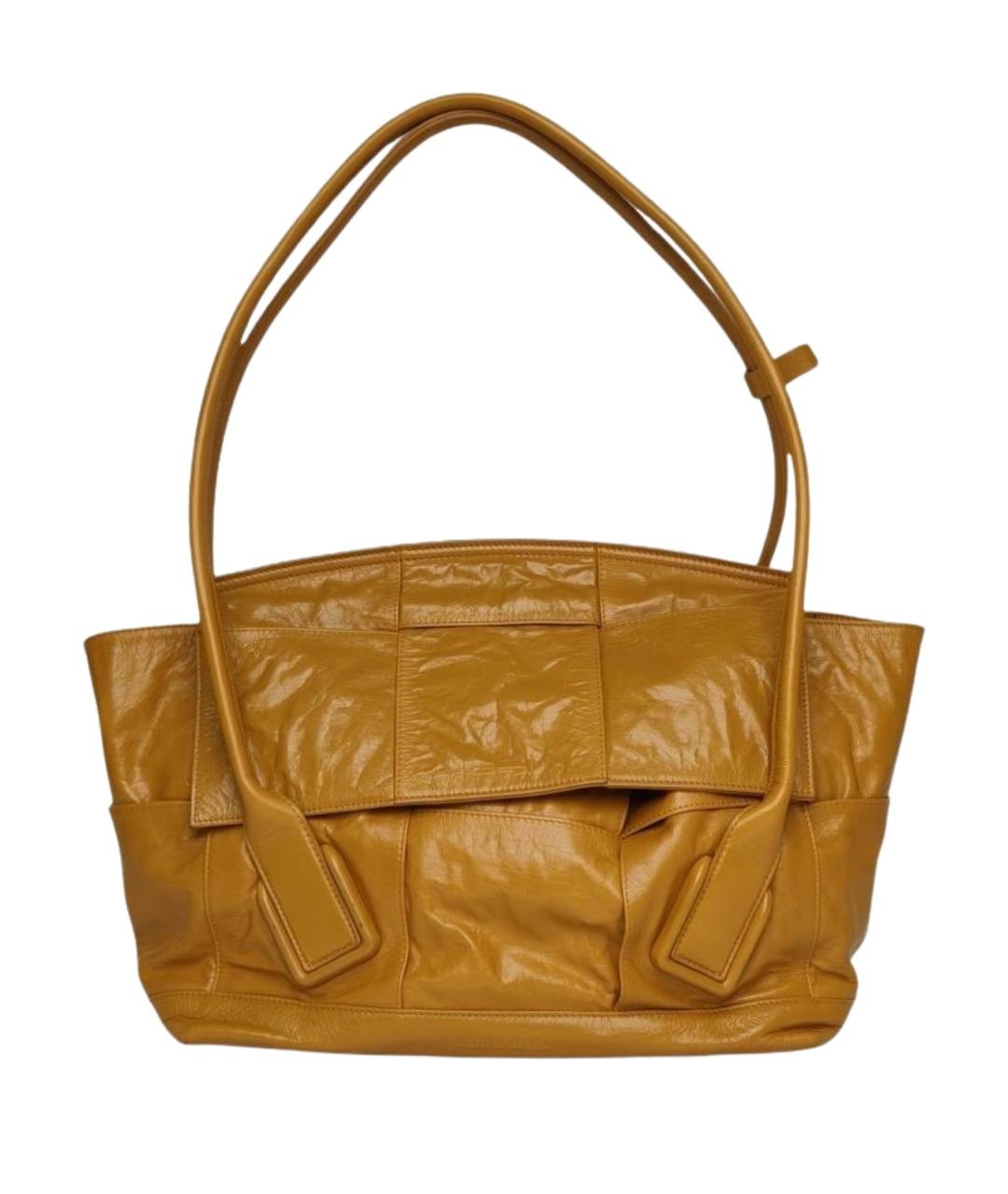 BOTTEGA VENETA Горчичная кожаная сумка через плечо, фото 1